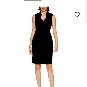 NEW Calvin Klein Ruffled V-Neck Sleeveless Sheath Dress Black Size 10